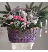 Композиция из нобилиса и цикламена в корзине 
